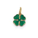 Goldanhänger Kleeblatt Email Grün - Little Bijou