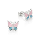 Ohrstecker Schmetterling Email blau/hell pink Little Bijou