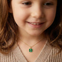 Goldanhänger Kleeblatt Email Grün - Little Bijou