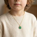 Goldanhänger Kleeblatt Email Grün - Little Bijou